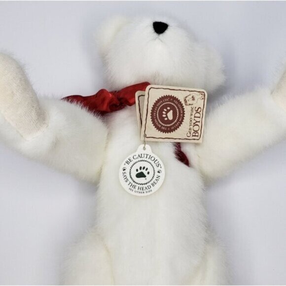 Boyds Bear White Red Ribbon Valentine Love Bear - Picture 12 of 14